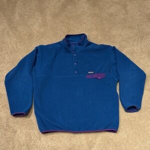 Patagonia Synchilla Fleece Blue with Purple Trim Mens XL